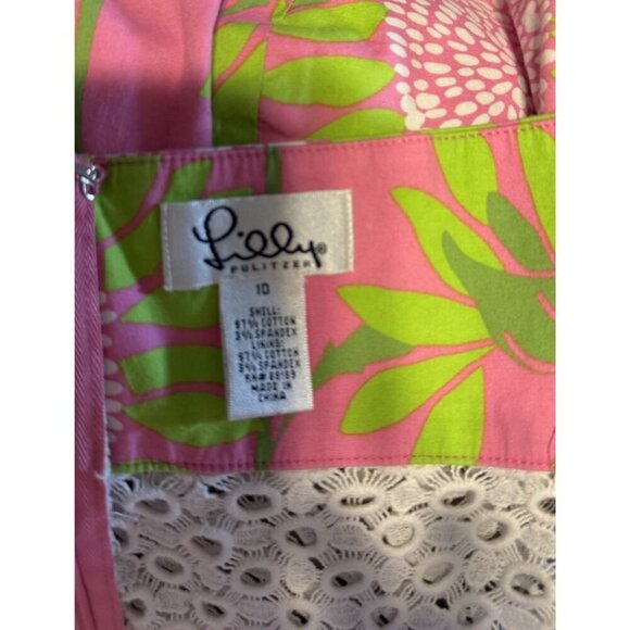 Lilly Pulitzer Halter Blouse Top Women's SZ 10 Colorful Fitted Lace Resort Wear - Picture 5 of 8